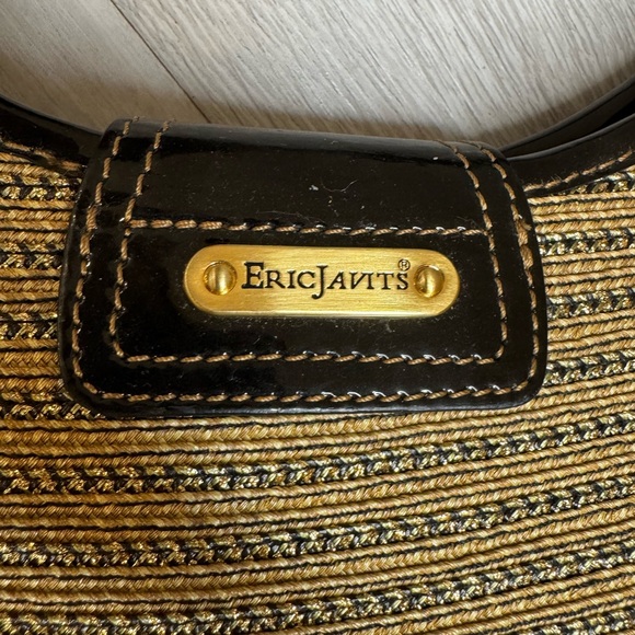 ERIC JAVITS black and gold woven shoulder bag. - Picture 5 of 10